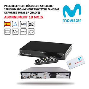 Pack Rcepteur Dcodeur Satellite iPlus HD + Abonnement Tv Movistar Familiar Deportes Total 18 mois, Espagne 97 Chaines